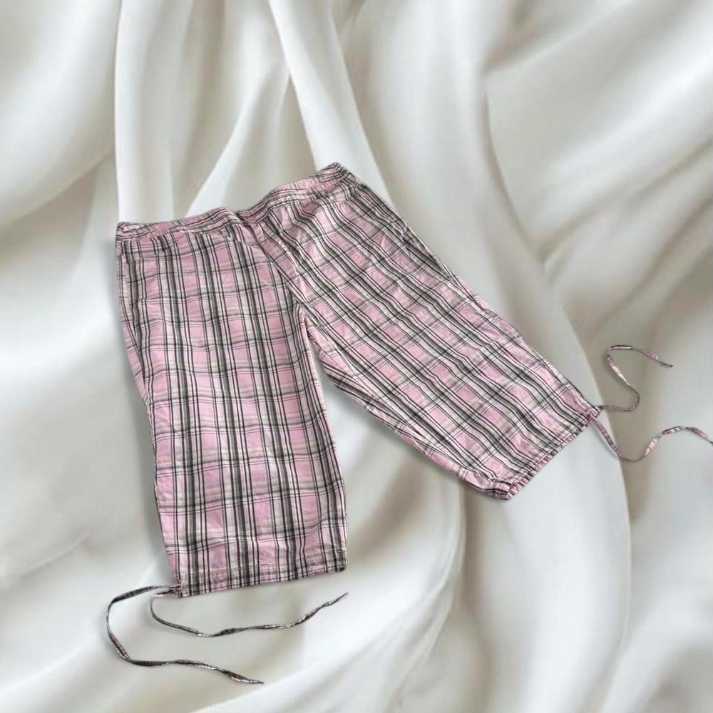 Pink plaid capri pants Y2K vintage grunge mcbling